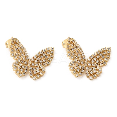 Butterfly Rack Plating Brass Stud Earrings EJEW-A027-05G-1