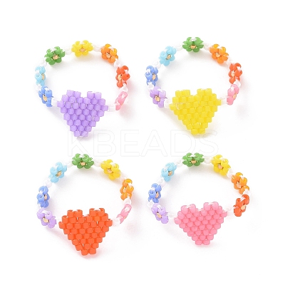 Glass Seed Beaded Finger Rings RJEW-MZ00003-1