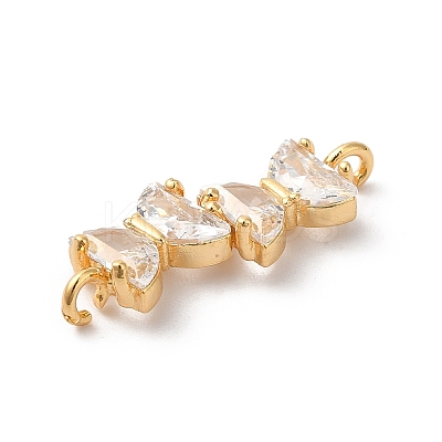 Brass Pave Clear Glass Connector Charms KK-C062-080G-1