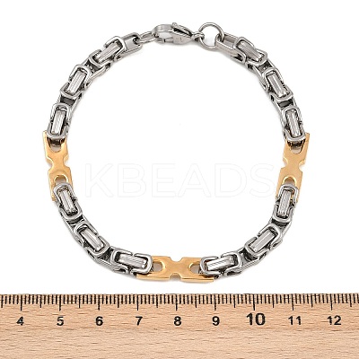 201 Stainless Steel Byzantine Chain Bracelets for Women BJEW-B143-13GP-1