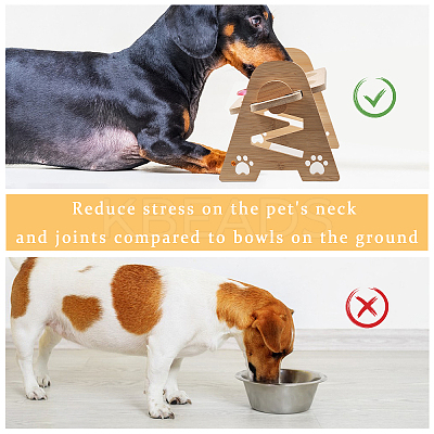 Bamboo Pet Feeder Rack AJEW-WH0165-20-1