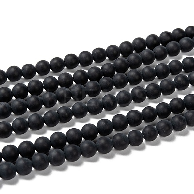 Dyed & Heated Natural Black Agate Bead Strands X-G-H056-6mm-1
