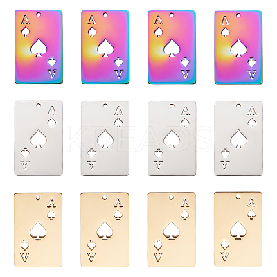 18Pcs 3 Colors 201 Stainless Steel Pendant STAS-UN0045-15-1