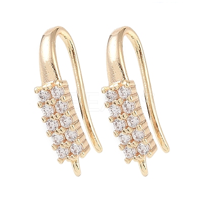 Brass Micro Pave Cubic Zirconia Earring Hooks KK-U008-14G-1