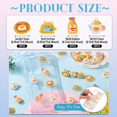 50Pcs 10 Styles Afternoon Tea Theme Opaque Resin Cabochonss RESI-TA0004-92-1