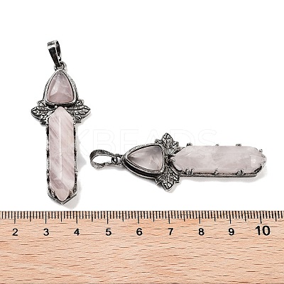 Natural Rose Quartz Sword Big Pendants G-Q163-08AS-06-1