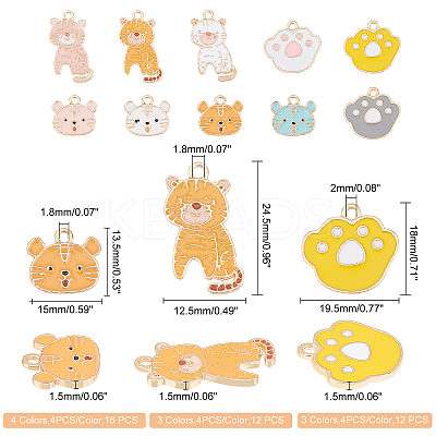 40Pcs 10 Style Light Gold Plated Alloy Enamel Pendants ENAM-FH0001-24-1