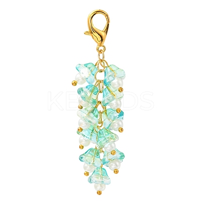 Trumpet Flower Glass Pendant Decorations HJEW-YW0001-02A-1