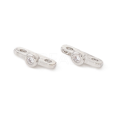 Rack Plating Brass Pave Clear Cubic Zirconia Connector Charms LS-KK-G433-04P-1