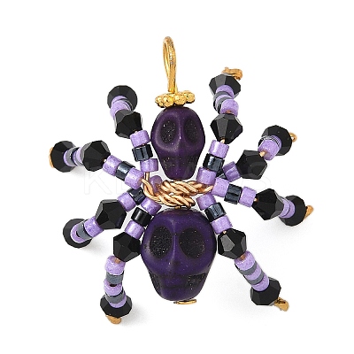 Halloween Theme Dyed Synthetic Turquoise & Glass Seed Beads Pendants PALLOY-MZ00774-06-1