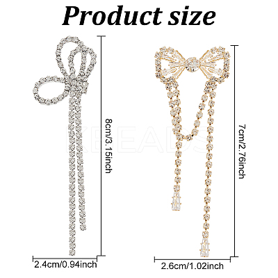 2 Pairs 2 Style Crystal Rhinestone Bowknot Dangle Stud Earrings EJEW-AN0002-31-1