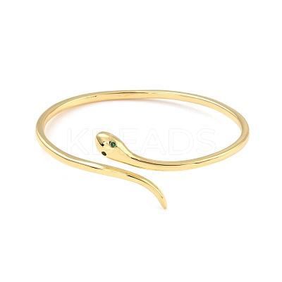 Green Cubic Zirconia Snake Wrap Cuff Bangle BJEW-I298-15G-1