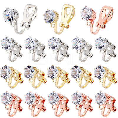 30Pcs 3 Colors Brass Clip-on Earring Findings KK-SC0003-87-1
