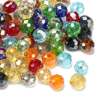 Electroplate Faceted Rondelle AB Color Plated Transparent Glass Beads GLAA-R152-8mm-M2-1