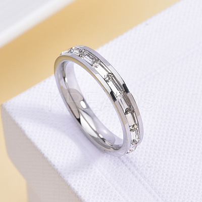 304 Stainless Steel with Crystal Rhinestone Finger Rings FS-WGF5DC4-10-1