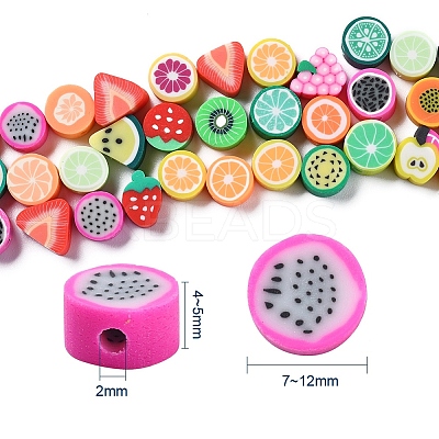 100Pcs Handmade Polymer Clay Fruit Theme Beads DIY-YW0002-40-1