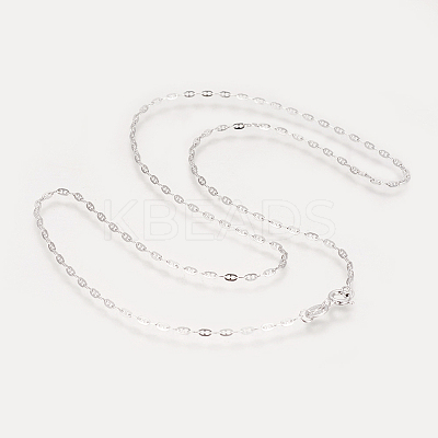 Anti-Tarnish Rhodium Plated 925 Sterling Silver Mariner Link Chain Necklaces STER-L059-10P-1