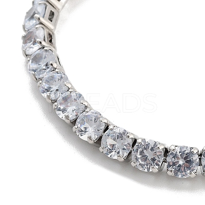 Brass Pave Clear Cubic Zirconia Flat Round Box Chain Slider Bracelets BJEW-YWC0002-12B-P-1