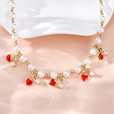 Brass Micro Pave Clear Cubic Zirconia Beaded Necklaces NJEW-Z059-04G-02-1