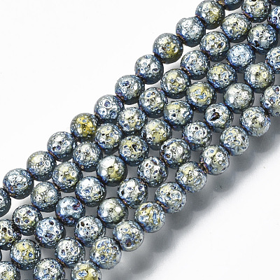 Electroplated Natural Lava Rock Beads Strands G-S352-30A-04-1