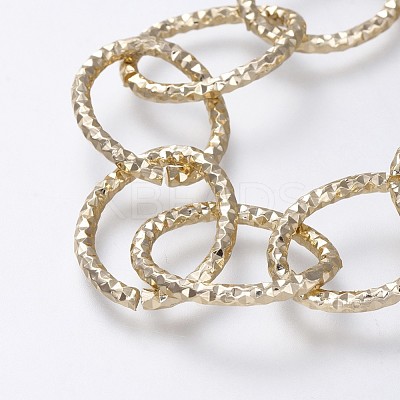 Aluminum Textured Cable Chain Bracelets & Necklaces Jewelry Sets SJEW-JS01094-03-1