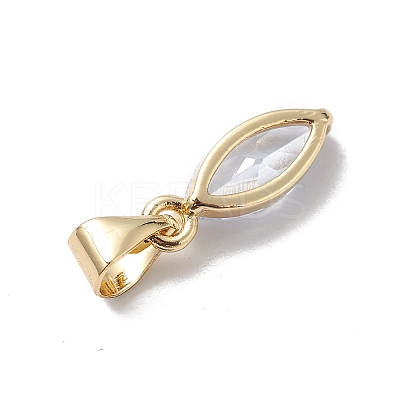 Brass Cubic Zirconia Charms KK-E003-13G-1