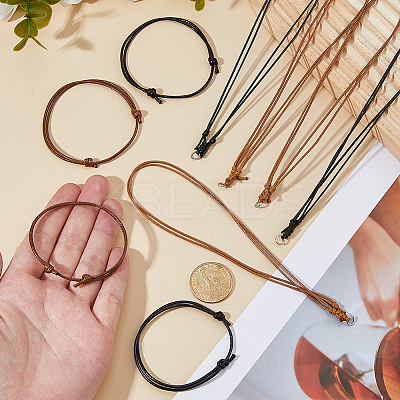 24Pcs 4 Styles Adjustable Waxed Polyester Cord Bracelet & Necklace Making Findings Kits MAK-DC0001-01-1