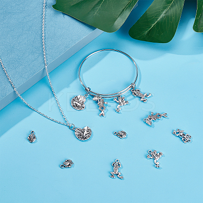 108Pcs 6 Style Tibetan Style Alloy Frog Charms TIBEP-SC0001-90-1