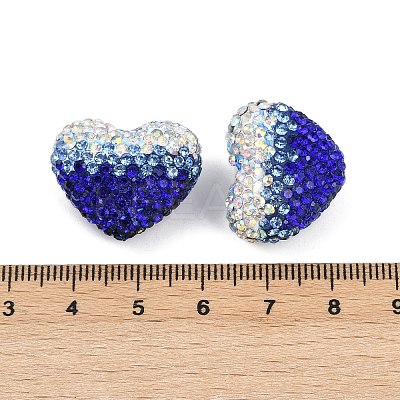 Gradient Color Heart Shaped Polymer Clay Rhinestone Beads CLAY-NH0002-03D-1