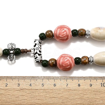 Ethnic Style Alloy & Porcelain Ceramic Beads Pendant Tassel Y Necklaces LS-NJEW-D308-03A-1