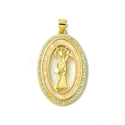 Real 18K Gold Plated Brass Micro Pave Cubic Zirconia Pendants KK-H472-14G-10-1