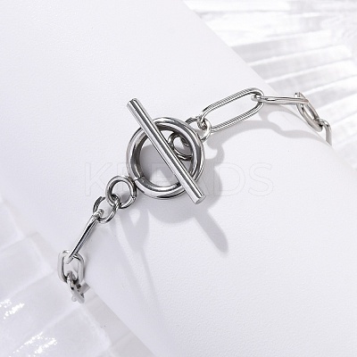 Tarnish Resistant 304 Stainless Steel Paperclip Chain Bracelets X-BJEW-JB04967-1