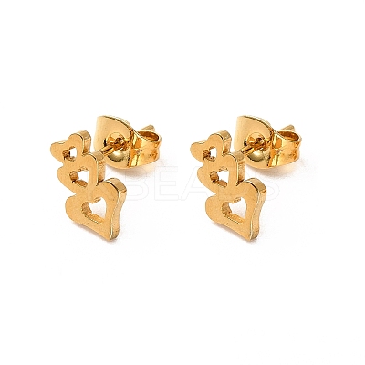 PVD Vacuum Plating 304 Stainless Steel Stud Earring and Pendant Necklace Set SJEW-C002-01A-G-1