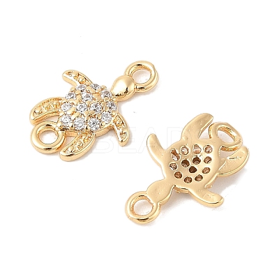 Brass Micro Pave Cubic Zirconia Connector Charms KK-R219-06G-1