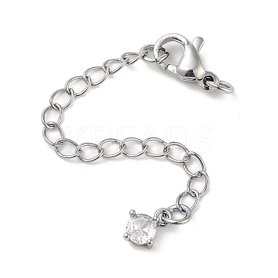 Brass with Cubic Zirconia Chain Extender KK-B102-43P-1