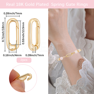 2Pcs Brass Spring Gate Rings KK-BBC0024-20G-02-1