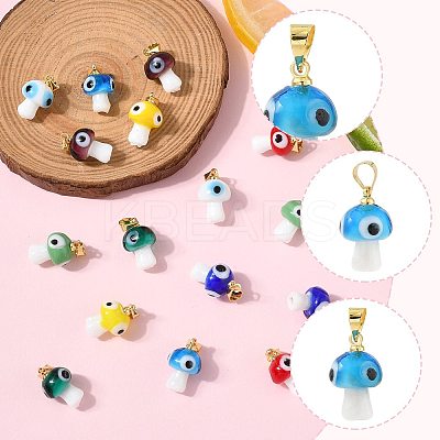 16Pcs 8 Colors Handmade Lampwork Pendants LAMP-FS0001-47-1
