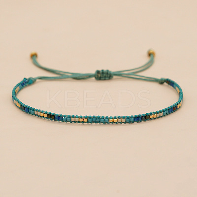 Bohemian Braided Adjustable Glass Seed Beaded Bracelets EX8332-7-1
