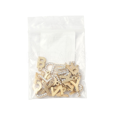 26Pcs 26 Styles Golden Tone Alloy Rhinestone Pendants FIND-FS0003-26-1