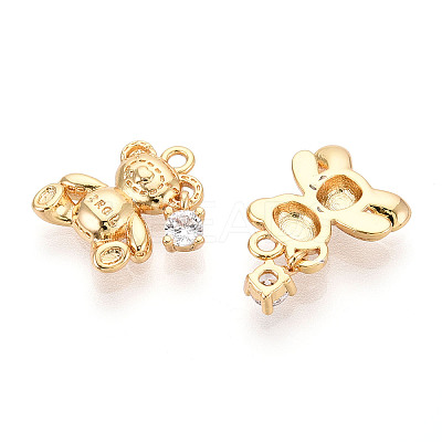 Brass Micro Pave Clear Cubic Zirconia Pendants KK-T078-02G-05-1