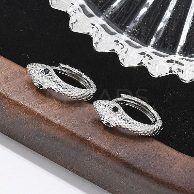 Brass Cubic Zirconia Hoop Earrings EJEW-Q014-08P-1