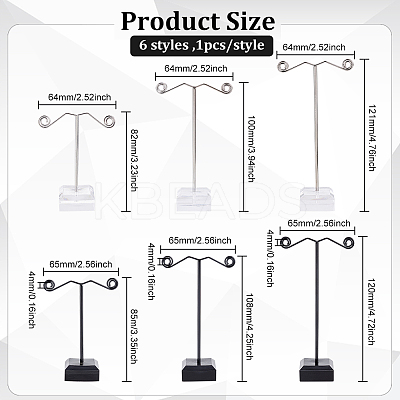 2 Sets 2 Styles T-Bar Iron Earring Display Stand Holder EDIS-FG0001-57-1