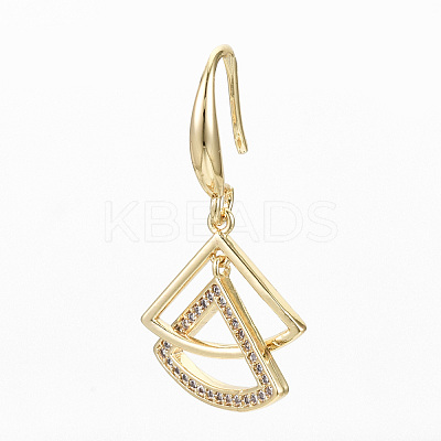 Brass Micro Pave Clear Cubic Zirconia Dangle Earrings KK-R117-015-NF-1