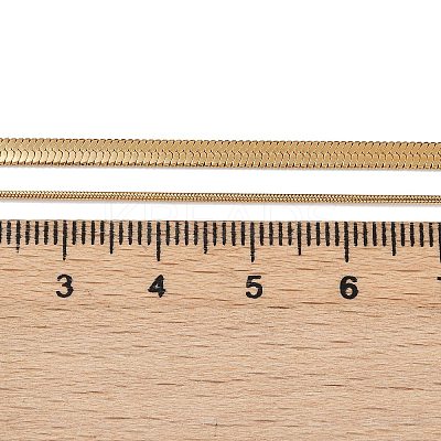 316 Stainless Steel Round Snake and Herringbone Chains Double Layer Necklace for Women Men NJEW-C025-01G-1