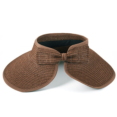 1Pc Women Straw Floppy Wide Brim Sun Hat AJEW-TA0002-59B-1