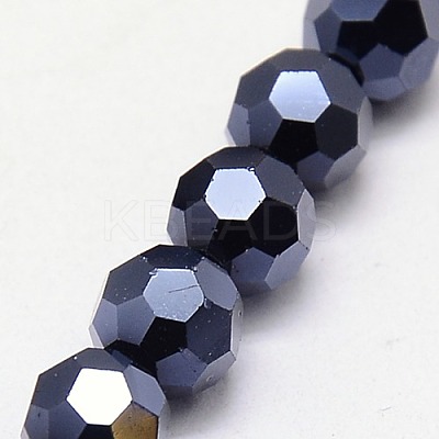 Full Plated Faceted(32 Facets) Round Electroplate Glass Strand Beads X-EGLA-J042-4mm-F01-1