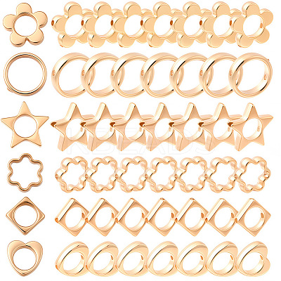 180Pcs 6 Styles 2-Hole CCB Plastic Beads Frame CCB-SP0001-10G-1