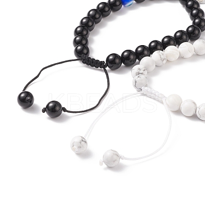 2Pcs 2 Style Magnetic Alloy Heart Charm Bracelets Set BJEW-TA00165-1