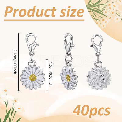 40Pcs Daisy Alloy Enamel Pendant Locking Stitch Markers HJEW-NB00206-1