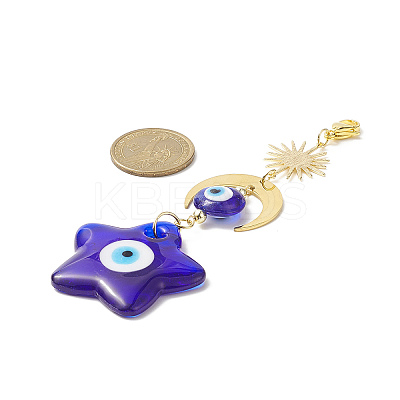 Handmade Evil Eye Lampwork Pendant Decorations HJEW-JM00912-01-1